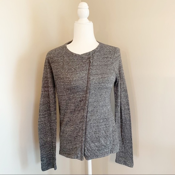 Eileen Fisher Women's Asymmetric Full Zip Moto Knit Sweater Jacket Gray XS - Picture 1 of 13